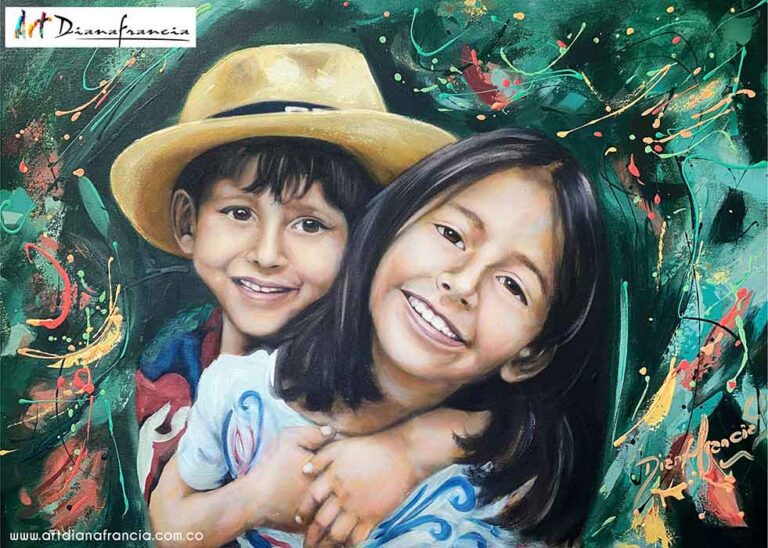 1 Retrato de ninos personalizados en Dripping Art – Diana Francia