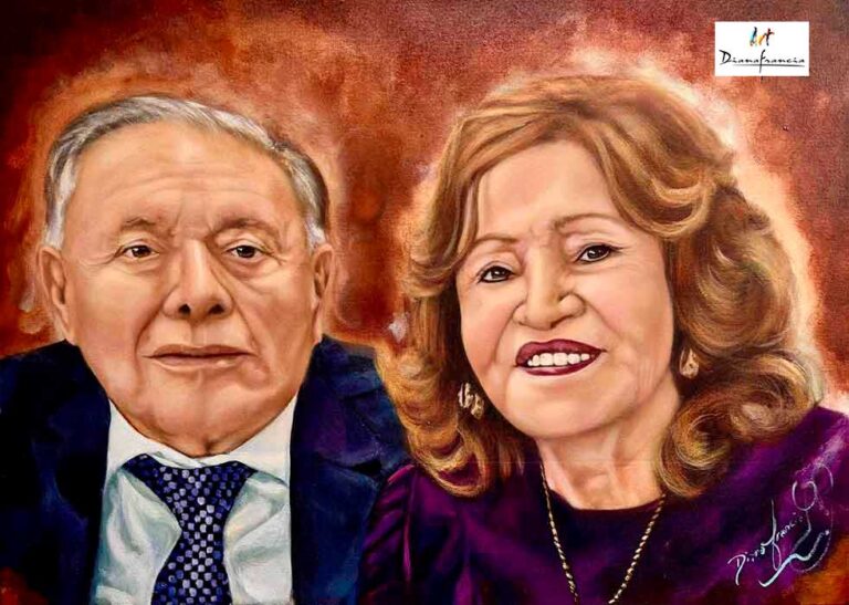 Pintura personalizada de una pareja realizada por Diana Francia