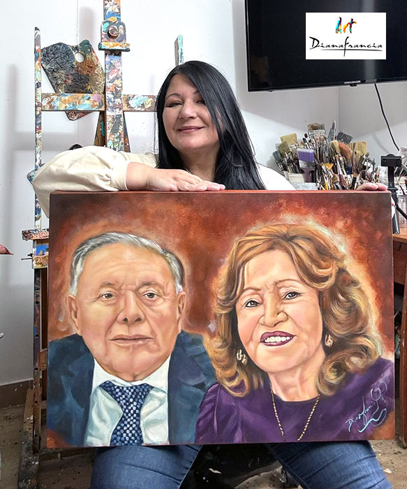 retratos de parejas pintadas a mano por Art Diana Francia
