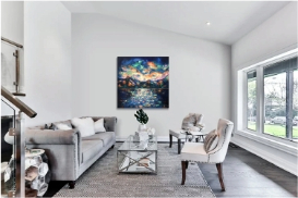 Arte actual por Diana Francia paisaje azul moderno en un bello espacio