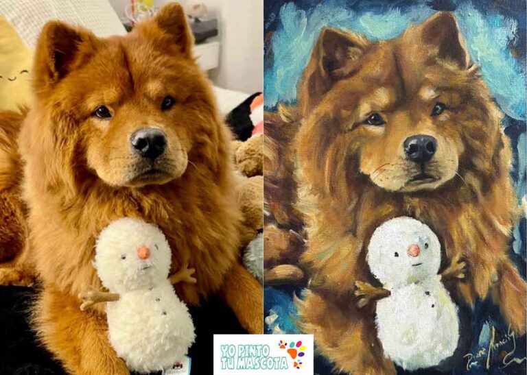 comparacion de fotografia a retrato pintado por Diana Francia de mascotas